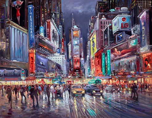 Hot Dogs, Times Square by Henderson Cisz - Original Painting on Box Canvas